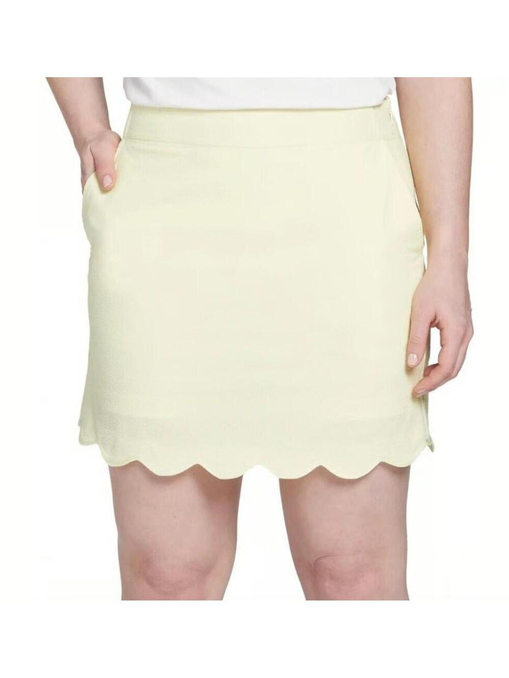 (C249) Walter Hagen Women's Scallop Hem Golf Skort Lemon Sorbet Size 8 Pull-On